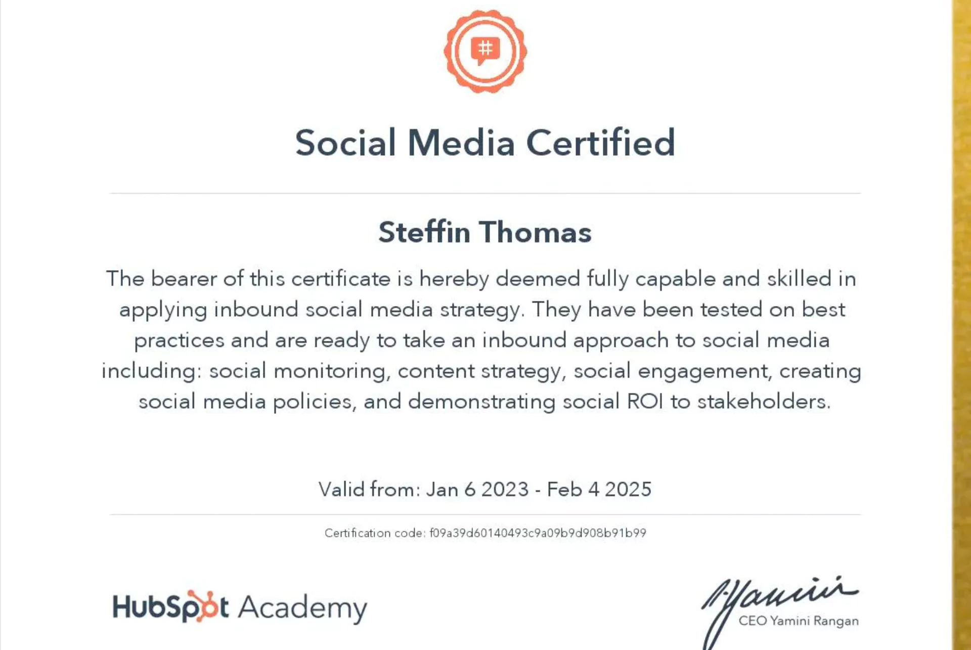 social media certification